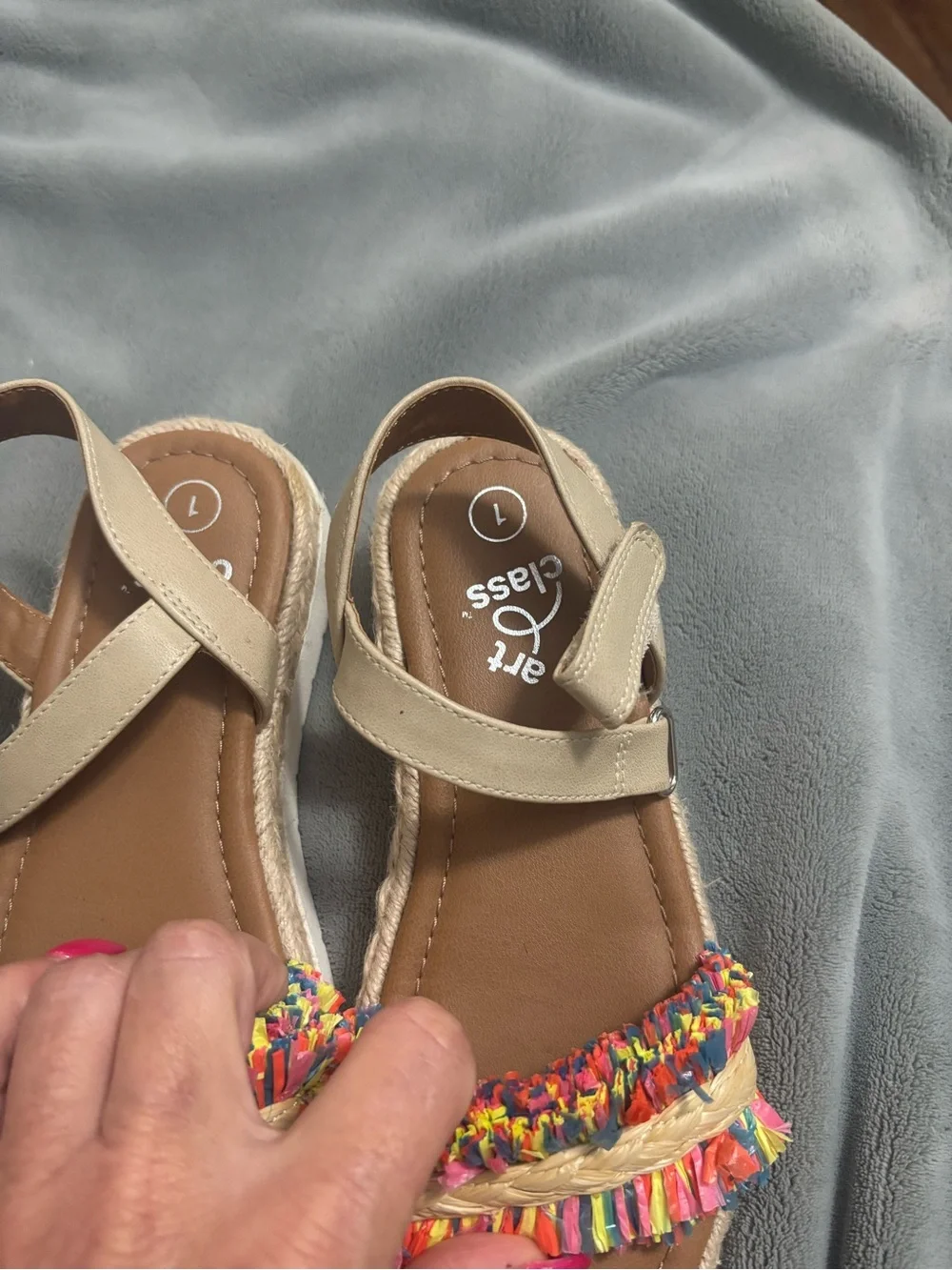 Class Club Kids Tan Sandals with Multicolor Fringe